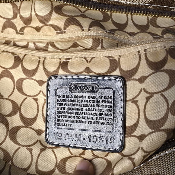 Coach Brown Signature Suede & Canvas Tote Bag - Picture 9 of 9